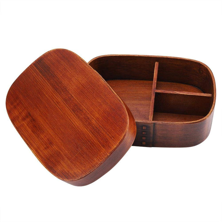 Holz-Lunch-Container-Box, tragbare Bento-Boxen Vintage Leakproof Food-Vorratsbehälter mit festem Gur