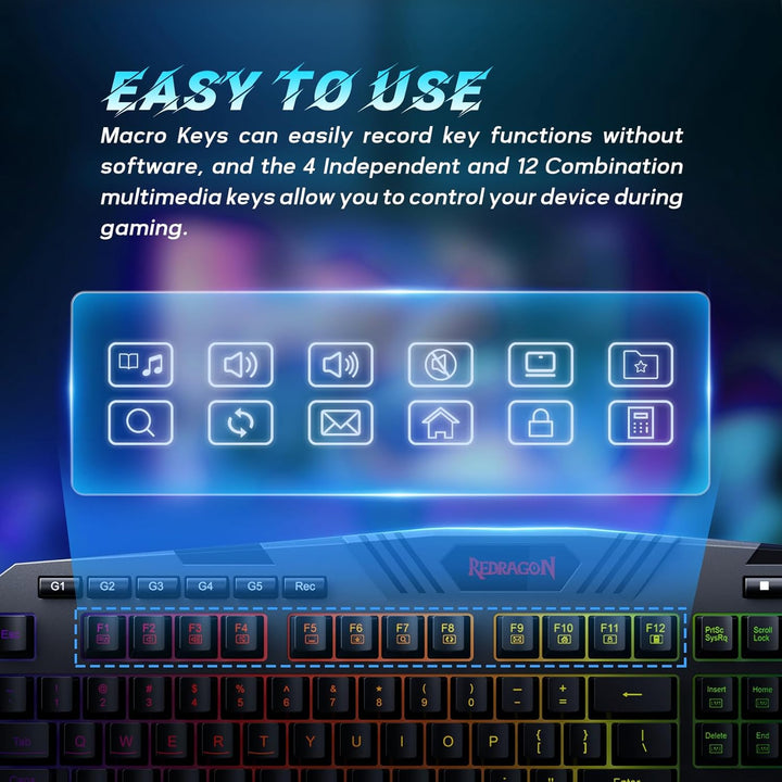 Redragon S101 Gaming Tastatur und Maus Set, QWERTZ DE-Layout, RGB Hintergrundbeleuchtung Beleuchtete