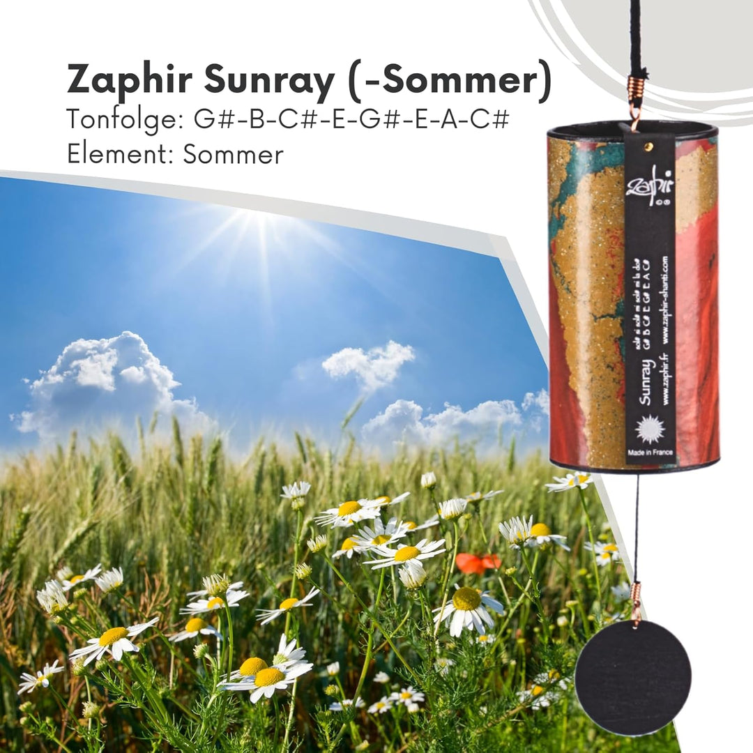 Zaphir Klangspiel Sunray Sommer Shanti | Handgefertigtes Windspiel für Yoga, Meditation und Raumrein