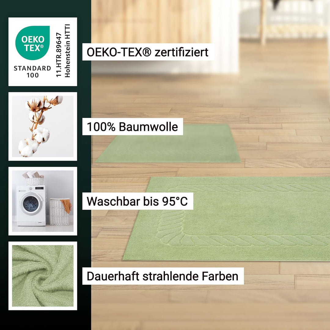 ZOLLNER 2er Set Badematten - weiche und saugstarke Duschvorleger - waschbar bis 95°C - Baumwolle - 5