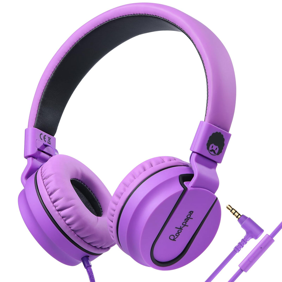 Rockpapa 952 Kinder Kopfhörer mit Kabel, Kopfhörer Kinder Mädchen, HD Mikrofon, Klinke 3.5 mm, Faltb