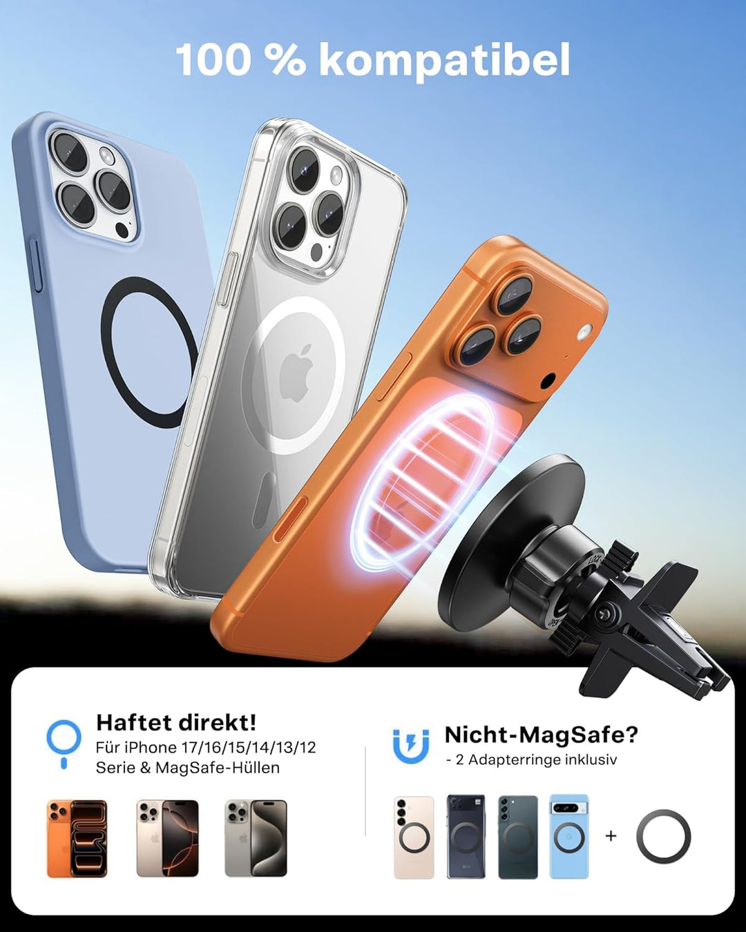 andobil Handyhalterung Auto Magnet Kompatibel mit MagSafe [ Das bisher Die stärkste Magnetkraft ] Au