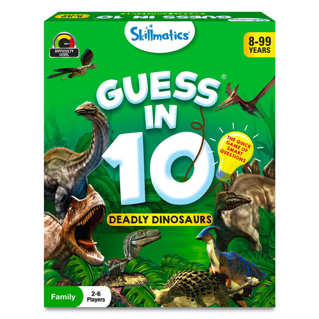 Skillmatics Guess in 10 Deadly Dinosaurs, Kartenspiel mit cleveren Fragen, super unterhaltsames Spie
