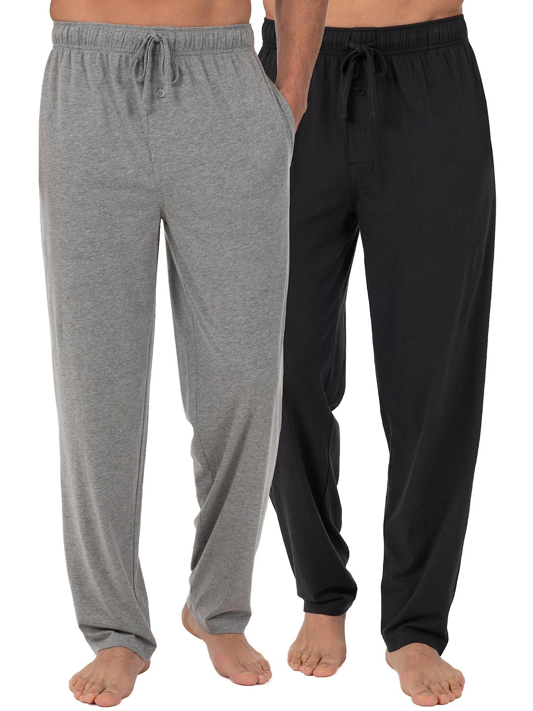 Fruit of the Loom Herren Schlafhose aus Jersey-Strick Pyjamaunterteil M Schwarz/Grau (2er-pack), M S