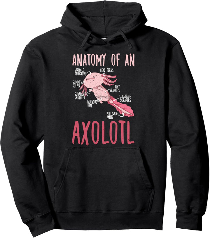 Salamander Schwanzlurch Haustier Anatomie eines Axolotl Pullover Hoodie