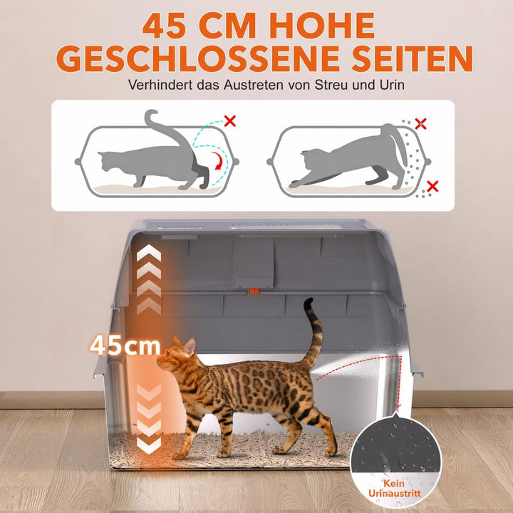 XXXL Katzenklo Edelstahl mit Deckel 70x50x45 cm 90 L extra gross Katzentoilette Edelstahl für grosse