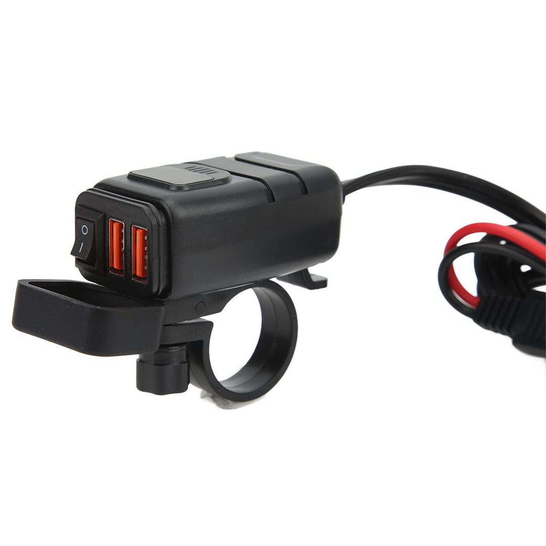 Fydun Motorrad Dual USB Ladegerät SAE zu USB Adapter mit Wasserdichtem Abdeckungsschalter Schnelllad