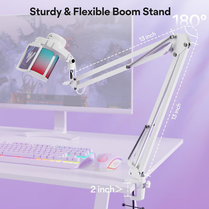 MAONO Gaming Mikrofon, USB Microphone mit RGB-Licht, Geräuschunterdrückung, Stummschaltung, Gain, Ga