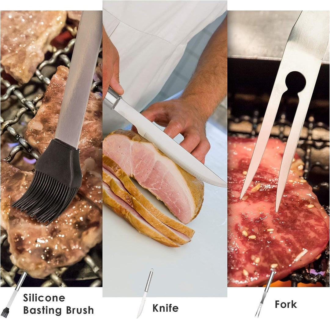 NEXGADGET BBQ Grillbestecksets, 32PCS extra Dickes Edelstahl Grillzubehör mit Langen Griffen, Grillz