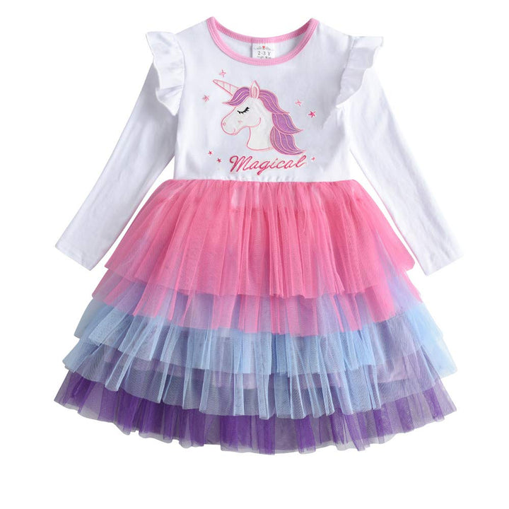 DXTON Mädchen Einhorn Kleider Prinzessin Kleid Party Geburtstag Ferien Baby Kleid Gr. 90-130 Einhorn