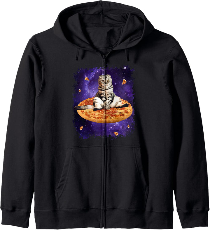 Weltraum Pizza Katze Kapuzenjacke