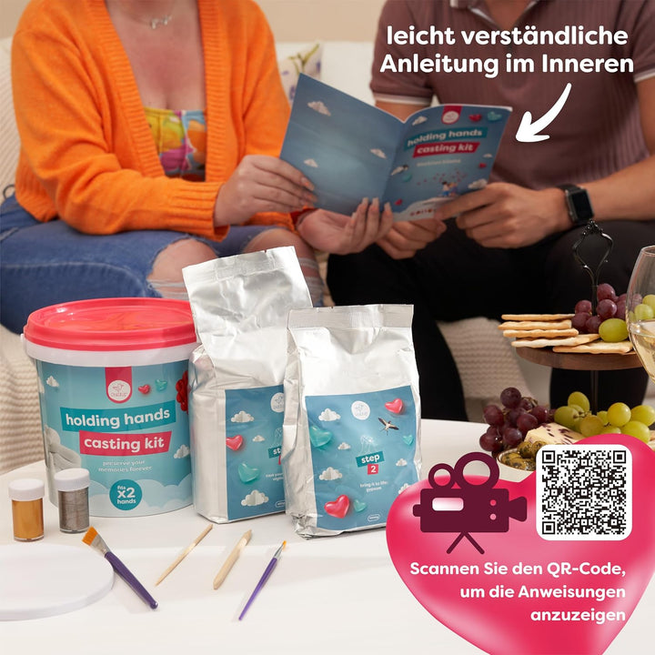 chuckle 3D Handabdruck Set für Paare, Gipsabdruck Hände, Pärchengeschenk zum Jahrestag, ungiftig & e