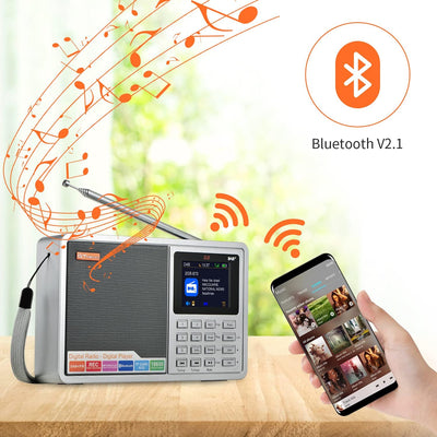 Tragbares DAB Radio,Bluetooth Radio,Küchenradio mit Kabel oder Batteriebetriebenes Radio, 2.4''Farbd