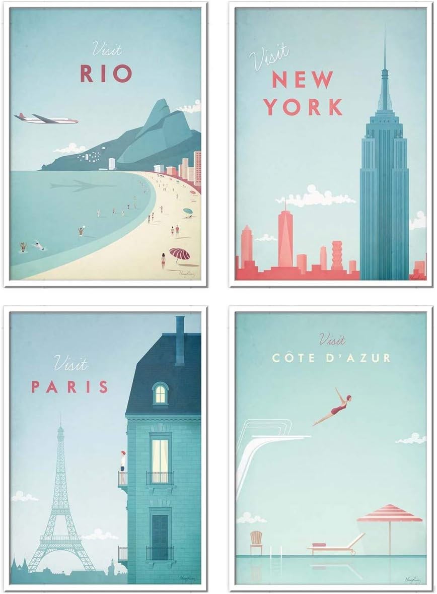 Wall Editions 4 Art-Posters 20 x 30 cm - Visit Cities - Henry Rivers