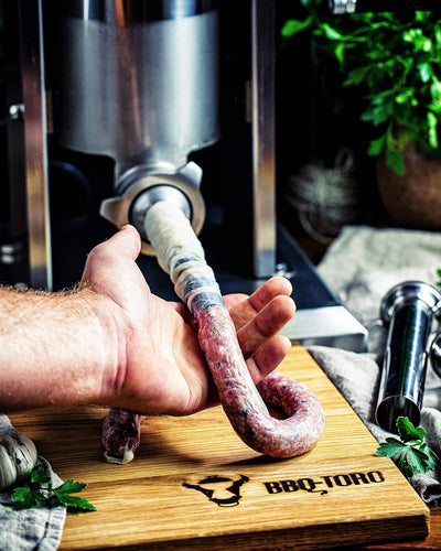 Zelsius Profi Wurstfüllmaschine aus Edelstahl (5 Liter, Silber) + vier verschiedene Füllrohre, Wurst