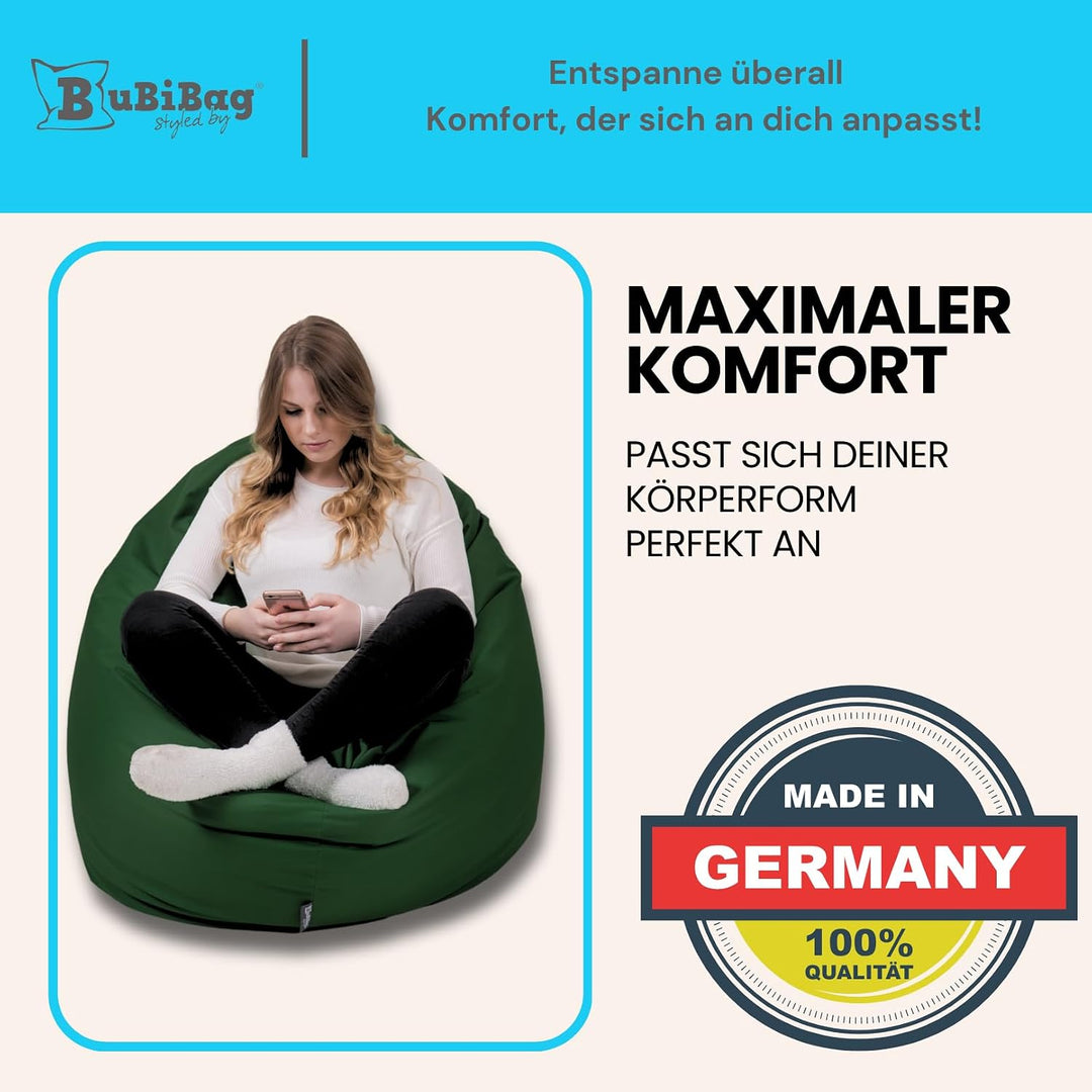 BuBiBag 2in1 Sitzsack L - XXL mit Füllung für Kinder &amp; Erwachsene, Gaming Beanbag &amp; Bodenkissen für