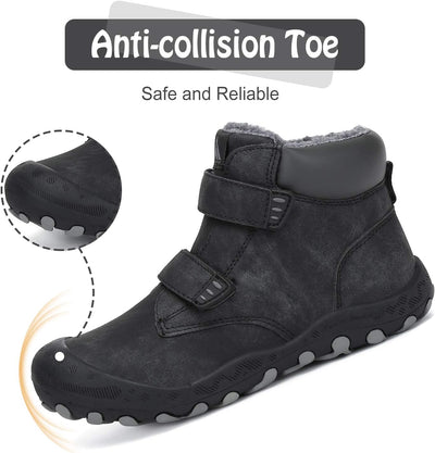 Mishansha Kinder Winterschuhe Gefüttert Winterstiefel für Jungen Mädchen Gr.24-38 28 EU Schwarz, 28