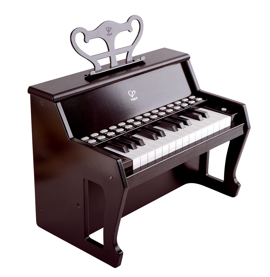 Hape elektrisches Leuchttasten-Piano mit 25 Tasten, schwarz mit 6 Rhythmen und 8 Melodien, ab 3 Jahr