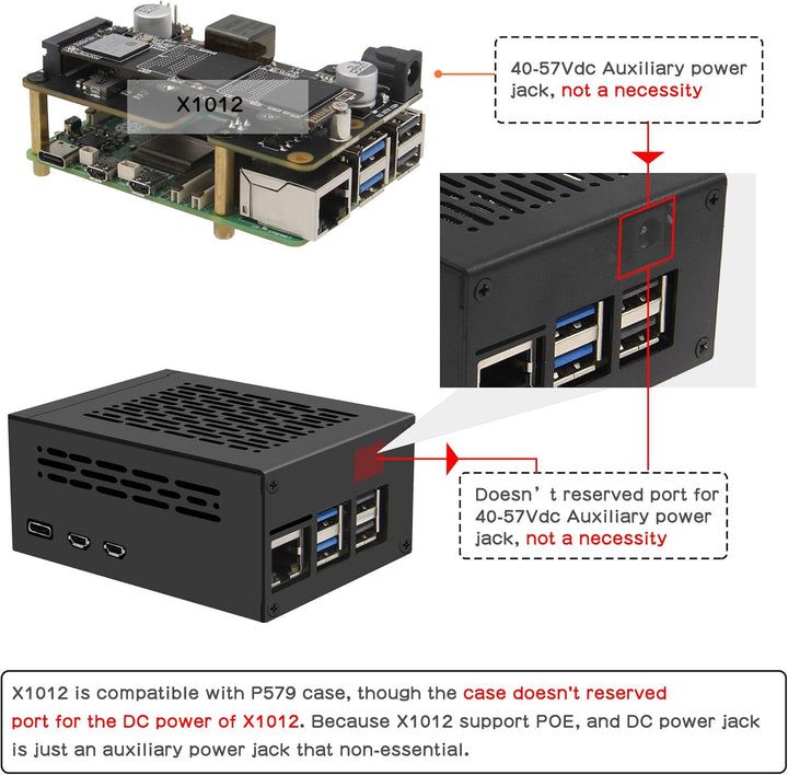 Geekworm X1012 PCIe to M.2 NVMe SSD HAT Support PoE for Raspberry Pi 5 | PoE Power Input (802.3af/at