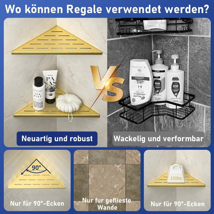 Eck Duschregal, Edelstahl 304 Badezimmerregal aus Stahl für geflieste Wände, Einbauregal für die Bad