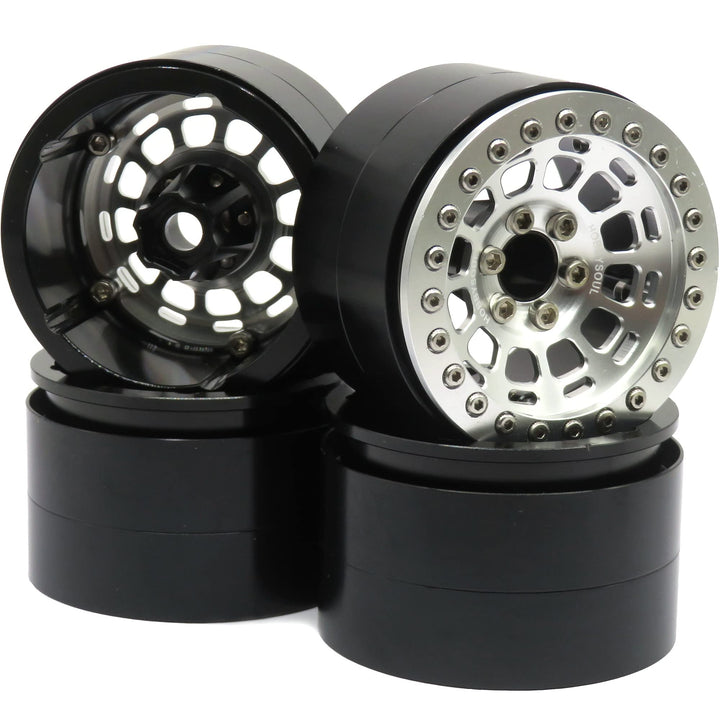 hobbysoul 4 Stück Breite 1,57Zoll (40mm) 2,2 Beadlock Räder 122g/Felge, 2,2 Räder Silberne Felgen Fü