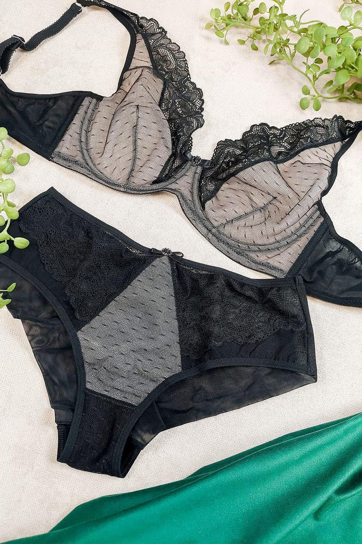 VIVISENCE Dame Soft BH Klassisch Spitze Gemustert Tupfen Unterwäsche 1054 70F Schwarz, 70F Schwarz