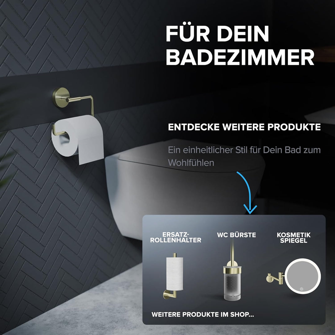 Toilettenpapierhalter Farstadsanden zum Bohren Gold | Edelstahl | Klorollenhalter ohne Deckel | WC R