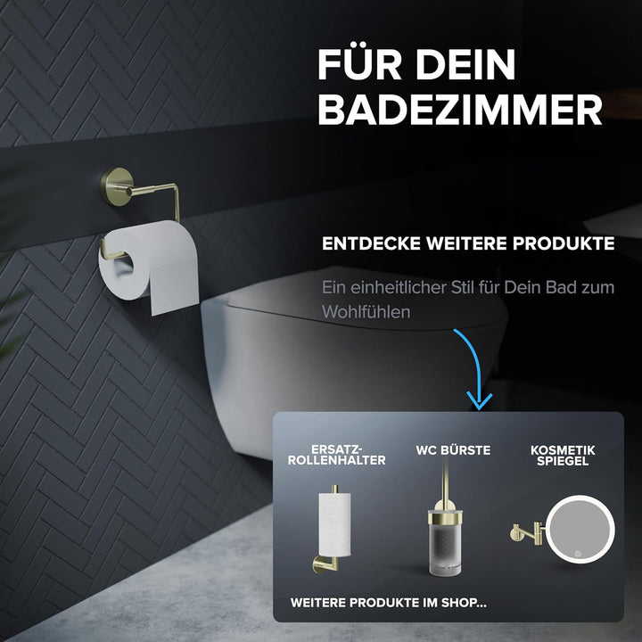 Toilettenpapierhalter Farstadsanden zum Bohren Gold | Edelstahl | Klorollenhalter ohne Deckel | WC R