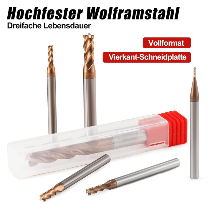 5 Stück VHM Fräser Schaftfräser Hartmetal, AlTiN beschichtet 55 HRC 4 Schneiden, bohren, fräsen, sch