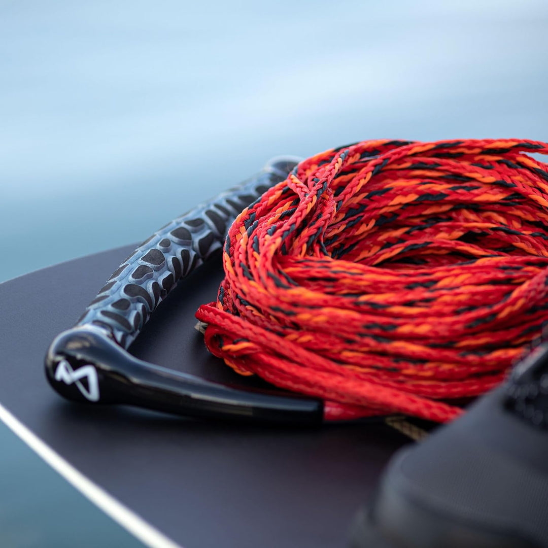 Mesle Wasserski und Wakeboard-Leine Ergo, Länge 23m Zug-Seil mit Hantel Griff rot, rot