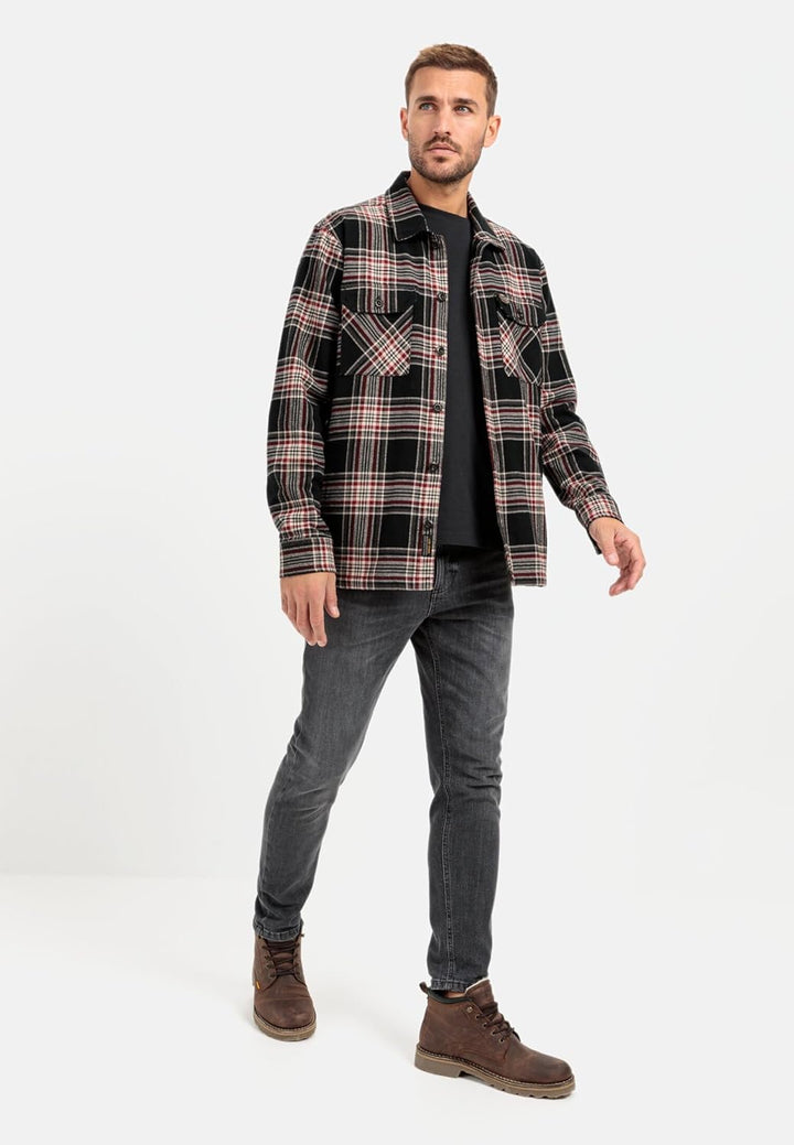 camel active Herren Flanell Overshirt im Karomuster L Anthra, L Anthra