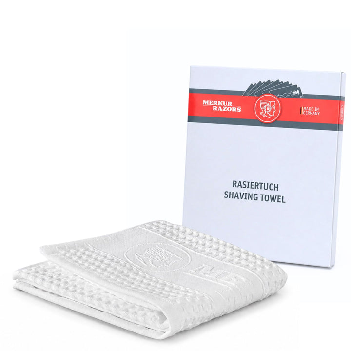 MERKUR Rasiertuch | 100% aus Baumwolle | Mit Aufhängeschlaufe | Premium Handtuch mit Wabenstruktur |