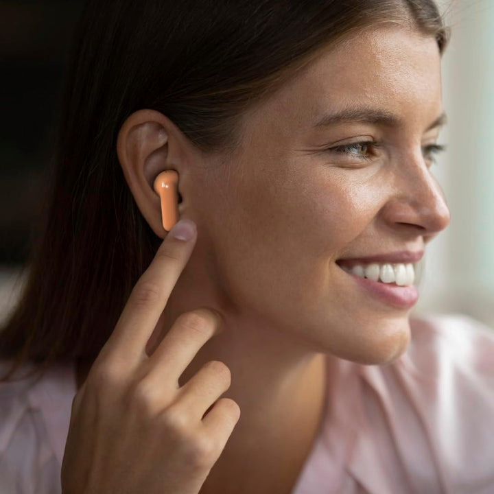 Hama TWS Bluetooth Kopfhörer kabellos Freedom Light II, Mikrofon, 20h | Earbuds orange, Bluetooth 5.