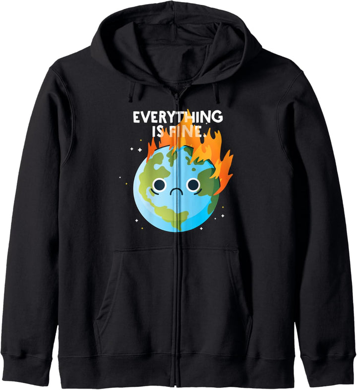 EVERYTHING IS FINE Klimawandel Meme Kapuzenjacke