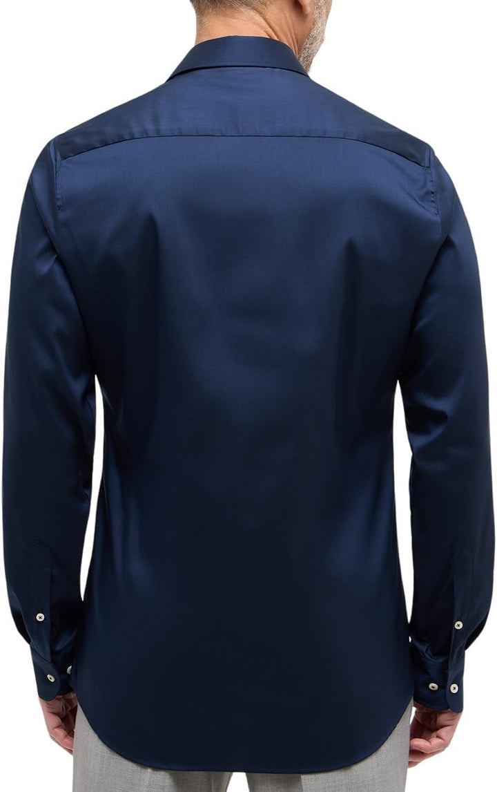 eterna Herren Langarmshirt Slim Fit Performance Shirt Stretch Navy Uni Hemd 44 Nachtblau, 44 Nachtbl