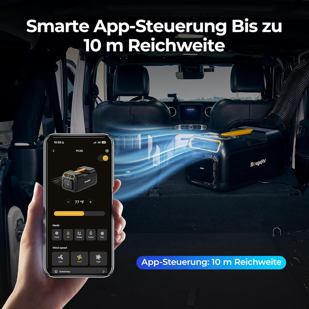 BougeRV 2026 PC35 Mobile Klimaanlage, 3500 BTU Tragbare Klimaanlage, 5 in 1 Klimagerät mit App, Komp