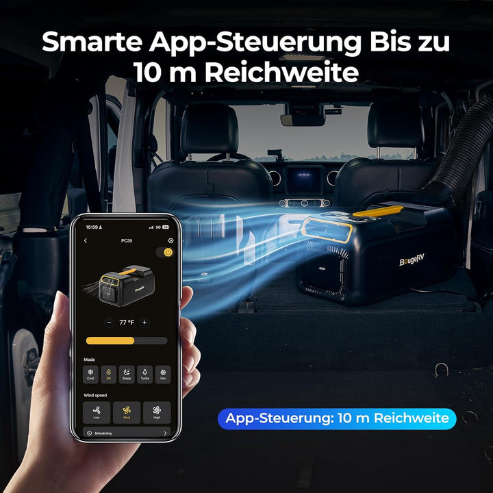 BougeRV 2026 PC35 Mobile Klimaanlage, 3500 BTU Tragbare Klimaanlage, 5 in 1 Klimagerät mit App, Komp