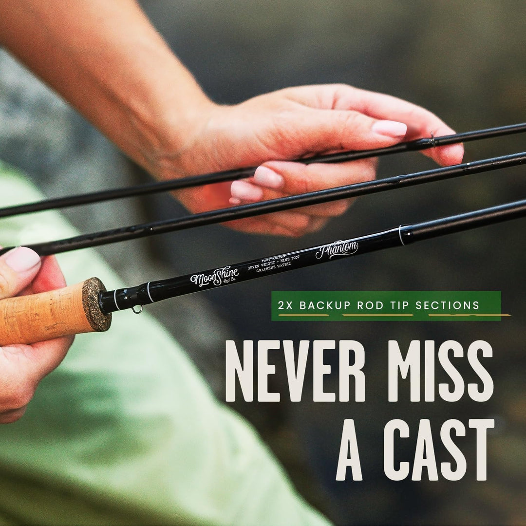 Moonshine Rod Co. The Drifter II Series Fliegenfischrute mit Tragetasche und extra Rutenspitze 3WT-