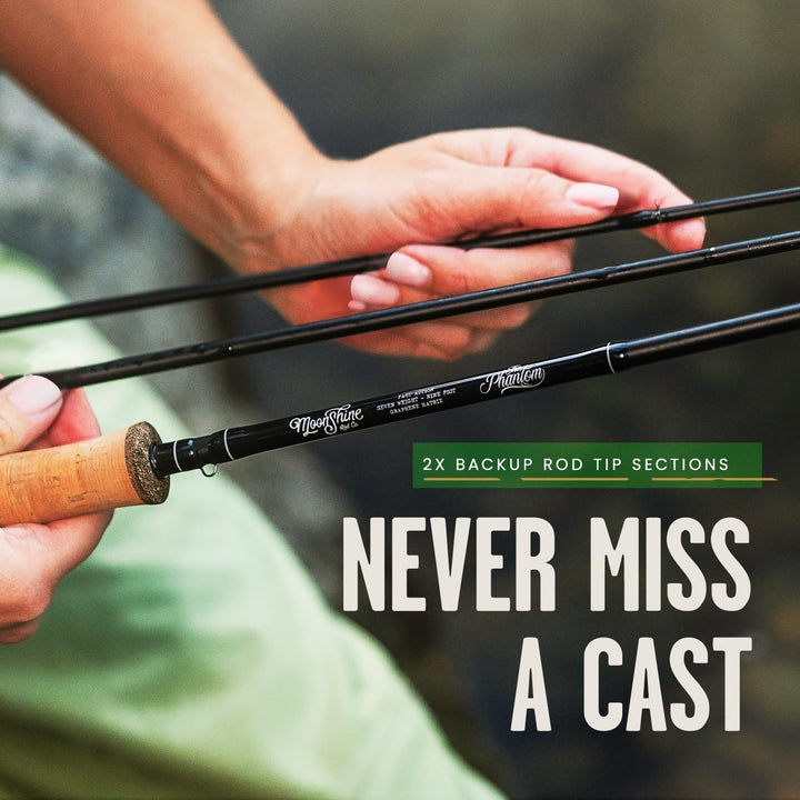 Moonshine Rod Co. The Drifter II Series Fliegenfischrute mit Tragetasche und extra Rutenspitze 3WT-