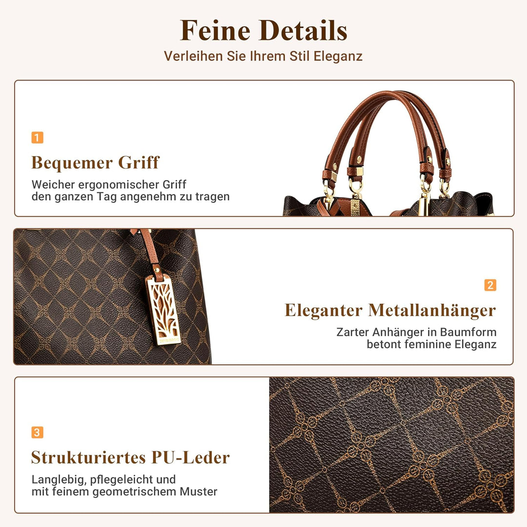 DIRRONA Damen Handtasche Mittel Schultertasche Casual Umhängetasche PU Leder Tasche Shopper Party To