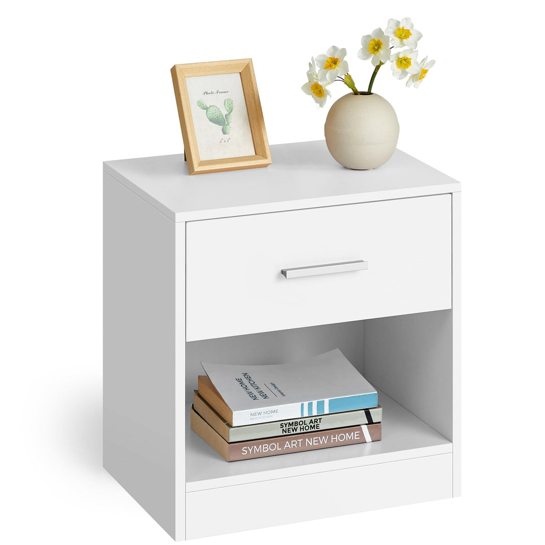 VASAGLE Nachttisch, Beistelltisch, mit Schublade, Griff, offenes Fach, Couchtisch, für Schlafzimmer,