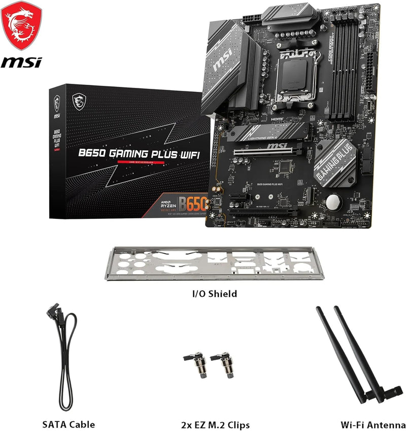 MSI B650 Gaming Plus WiFi Motherboard (unterstützt AMD Ryzen 7000 Prozessoren, AM5 - DDR5 Memory Boo