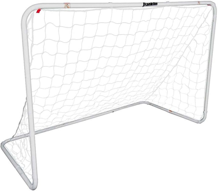 Franklin Sports Fussballtor für Wettkampf, Stahltor mit Allwetternetz, inkl. 6 Bodenspiessen, 3,6 x