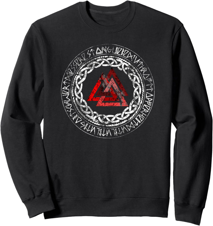 Roter Valknut, Wotansknoten, Runen kreis, Wikinger, Kelten, Sweatshirt