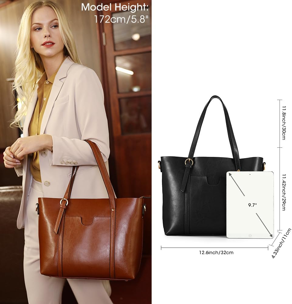 Kattee Leder-Satchel-Geldbörsen und Handtaschen für Damen, Top-Griff-Schulter-Geldbörsen-Tote-Hobo-T