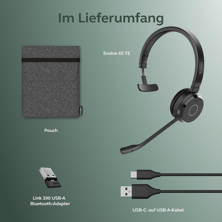 Jabra Evolve 65 TE (3. Ausgabe 2025) Kabelloses Bluetooth-Mono-Headset mit Geräuschunterdrückungs-Mi