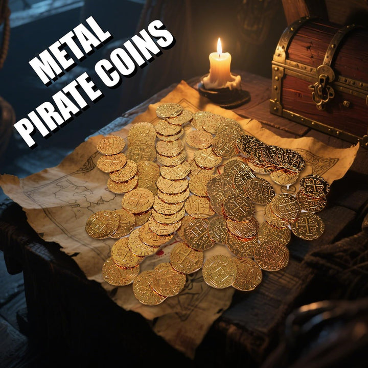 Piraten Münzen Zubehör,Goldmünzen-Set, Metall Goldtaler Deko Dublonen für DND Brettspiele, Cosplay,