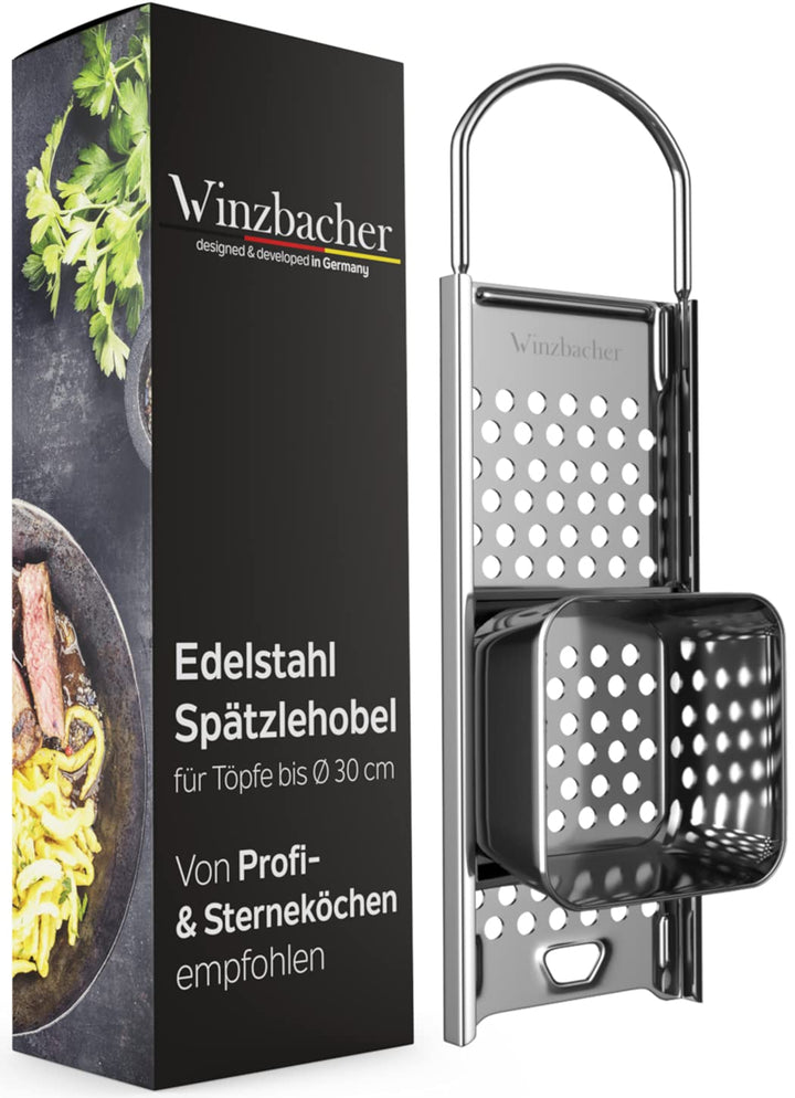 Winzbacher Edelstahl Spätzlehobel mit Teigschlitten [Topf Ø von 16-30cm] Spülmaschinenfest | Rostfre