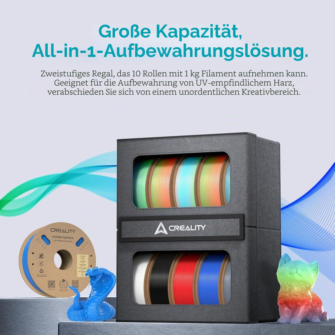 Creality 3D-Drucker-Filament-Aufbewahrung, robuster 3D-Drucker-Metallhalter, staubdicht, stabil, 2-s