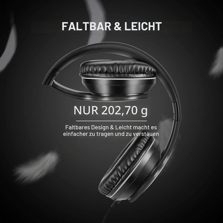 LORELEI X6 Over-Ear Headphones with Microphone, Lightweight Foldable & Portable Stereo Bass Headphon